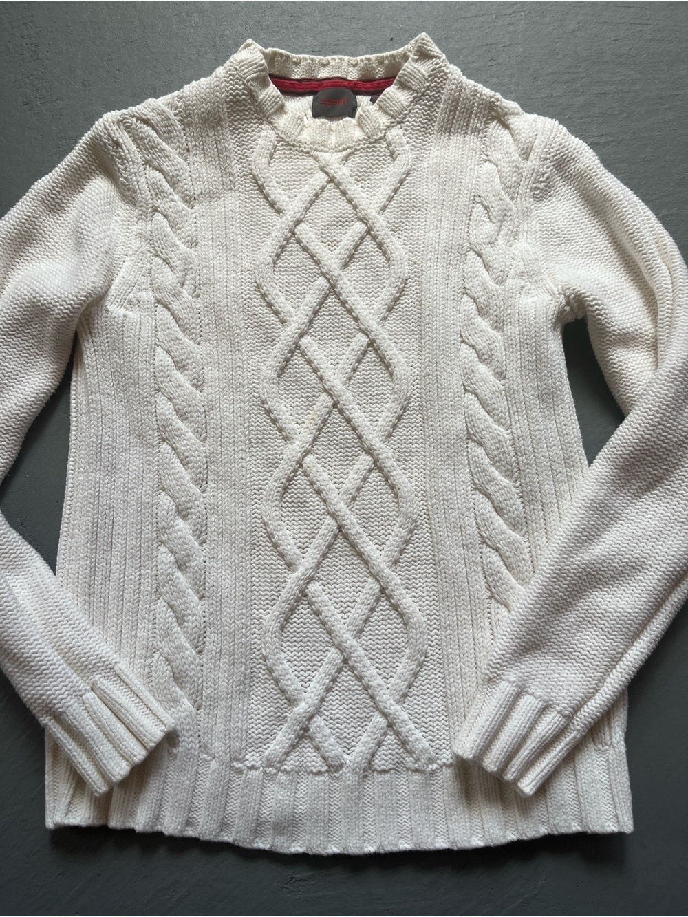 Esprit Cream Cable Knit Crewneck Sweater